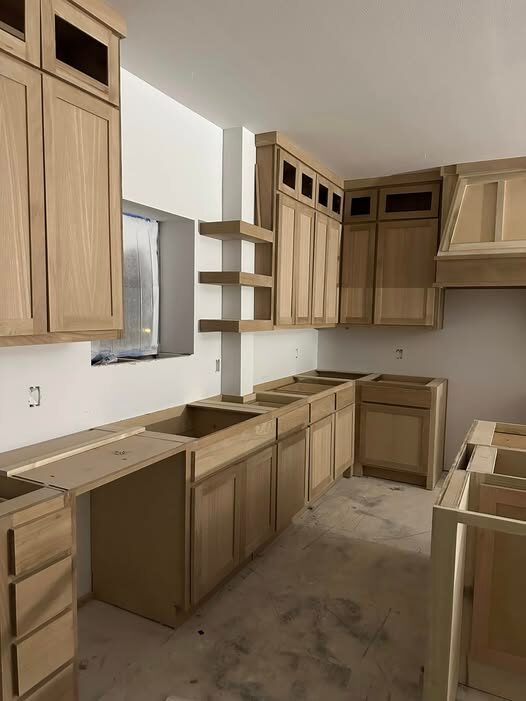 Palm Springs kitchen remodel in progress showing modern cabinets, permit documents, and city inspection checklist.